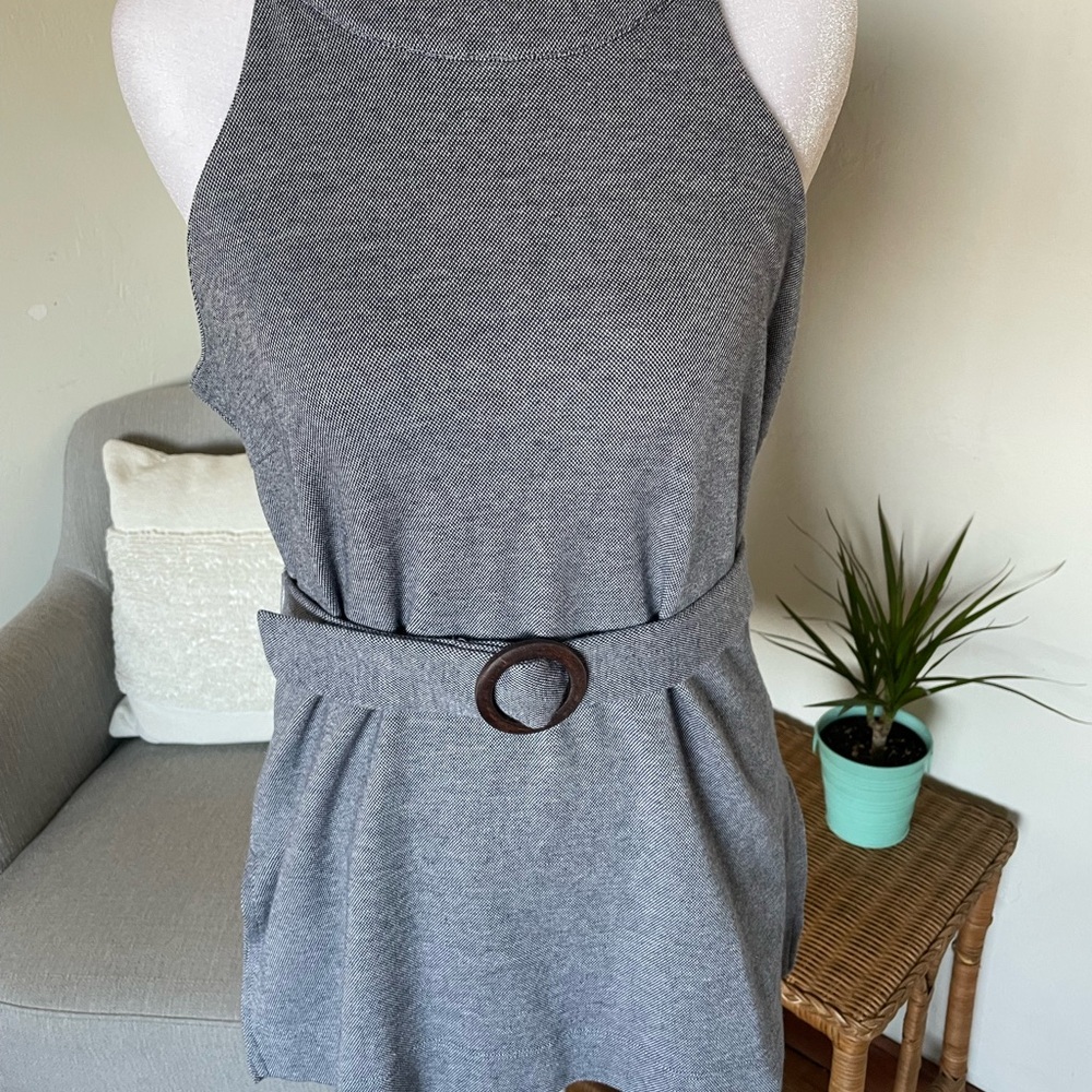 Anthropologie Charcoal Belted Tank Top